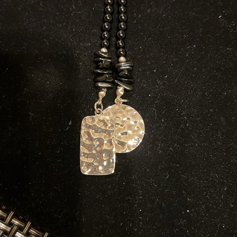 Silpada Sterling, silver, glass bead, and black, onyx, lariat necklace - Picture 3 of 5